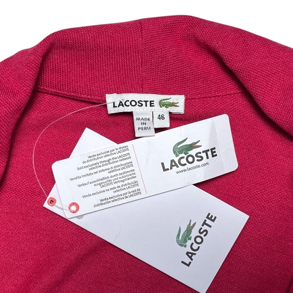 Lacoste Women's Pink Red Wrap Dress Polo Golf Tennis Logo Size 46 (14, L) NWT - Picture 8 of 12